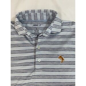 johnnie-O Polo Shirt‎ Mens Size Small Blue White Stripe Performance Golf Stretch